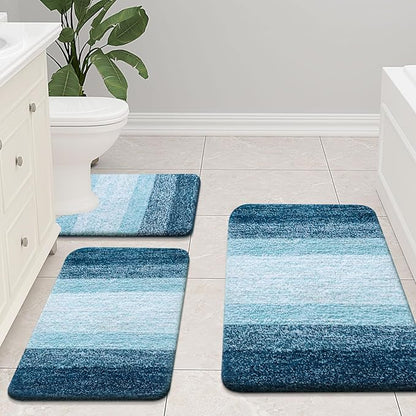 Arotive Microfiber Bathroom Rugs, Shaggy Soft and Absorbent Bath Rug, Non-Slip, Thick Plush Machine Washable Dry Bath Mats for Bathroom, Tub and Shower, 44x32, Peacock Blue, Rectangular