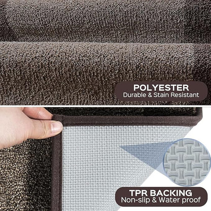 DOMUSTEX Washable Area Rug 34" x 60", Non Slip Kitchen Rug for Floor, Absorbent Entrance Runner Rug for Bedroom, Living Room, (Roll Packing)