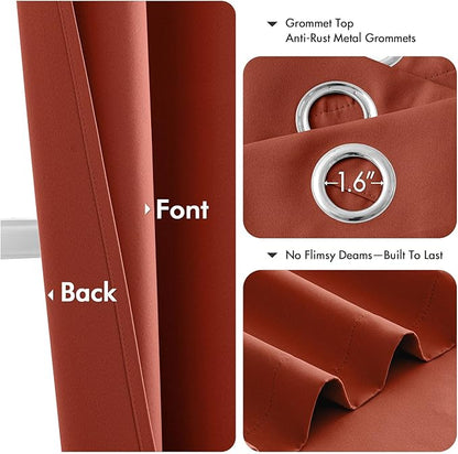 MIULEE Burnt Orange Blackout Curtains
