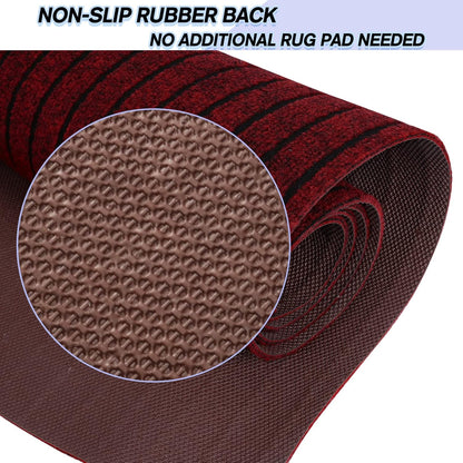 Custom Size Backed Non-Slip Area Rugs Runner, Easy Clean, Waterproof Runner Rugs for Hallway Entryway, Kitchen, Laundry, 4FT x 34FT, Red Stripe