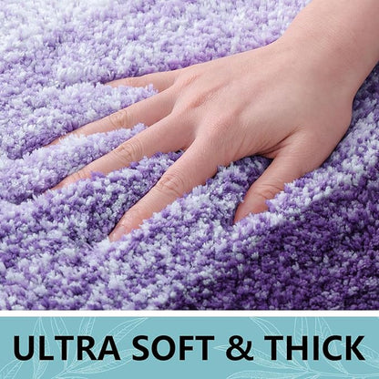 Arotive Microfiber Bathroom Rugs, Shaggy Soft and Absorbent Bath Rug, Non-Slip, Thick Plush Machine Washable Dry Bath Mats for Bathroom, Tub and Shower, 47x17, Dark Purple, Rectangular