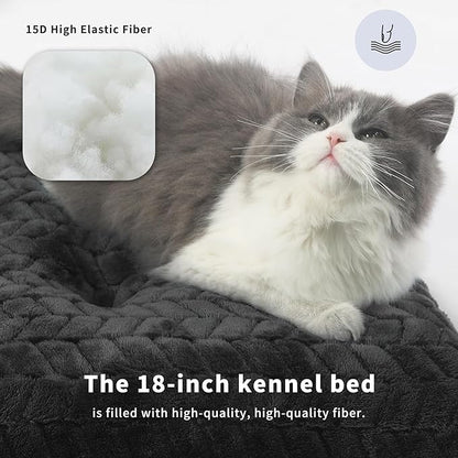 Cat Mat Black Cat Bed for Indoor Cats 18 Inch Washable Comfy Cushion,Up to 10 lbs Soft and Fluffy Small Dog Bed for Crate Tire Printing