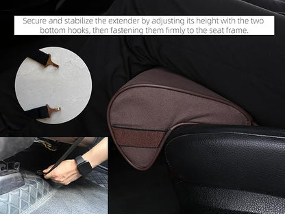 JUPENG Car Seat Leg Extender Cushion, Memory Foam Under Thigh Leg Support Pillow with Strap, Non-Slip Base & Removable Washable Cover for Driver Seat and Office Chair, Universal Comfort Pad(Black)