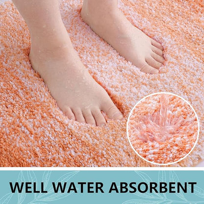 Arotive Microfiber Bathroom Rugs, Shaggy Soft and Absorbent Bath Rug, Non-Slip, Thick Plush Machine Washable Dry Bath Mats for Bathroom, Tub and Shower, 44x24, Orange, Rectangular