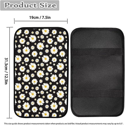 Car Center Console Mats, Daisy Car Armrest Pad Protector Gifts for Women, Universal Dustproof Armrest Decor Cushion for Cars & SUVs