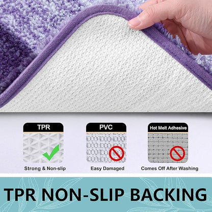 Arotive Microfiber Bathroom Rugs, Shaggy Soft and Absorbent Bath Rug, Non-Slip, Thick Plush Machine Washable Dry Bath Mats for Bathroom, Tub and Shower, 70x24, Dark Purple, Rectangular