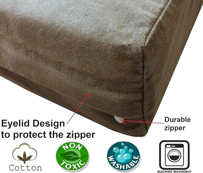 Dogbed4less Luxury XXL Orthopedic Memory Foam Dog Bed for Extra Large Dogs with Durable Waterproof Internal Case, Removable Washable Denim Cover and Bonus Pet Bed Spare Cover, 55X37X4 Inches, Brown