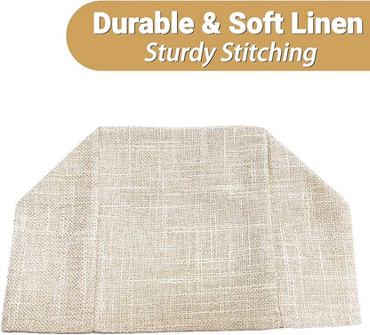 Tissue Box Cover, Cute Beige Linen Fabric Decorative Square Tissue Box Holder/Organizer for Bathroom Vanity Countertop/Office/Nightstand/Desk