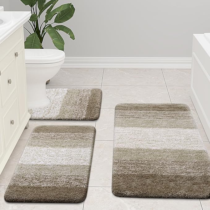 Arotive Microfiber Bathroom Rugs, Shaggy Soft and Absorbent Bath Rug, Non-Slip, Thick Plush Machine Washable Dry Bath Mats for Bathroom, Tub and Shower, 70x24, Coffee, Rectangular
