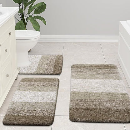 Arotive Microfiber Bathroom Rugs, Shaggy Soft and Absorbent Bath Rug, Non-Slip, Thick Plush Machine Washable Dry Bath Mats for Bathroom, Tub and Shower, 70x24, Coffee, Rectangular