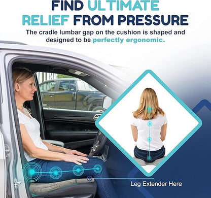 Car Seat Cushion - Firm Memory Foam Wedge Car Seat Cushions for Driving - Sciatica & Back Pain Relief for Long Drives - Auto Seat Cushion 17x17x3