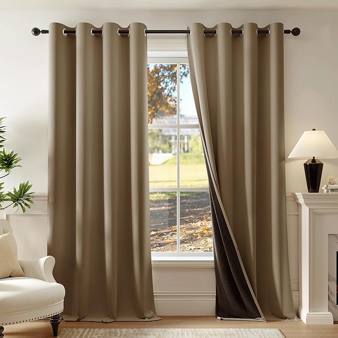 Beauoop 100% Blackout Curtains 63 Inch Long 2 Panels