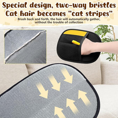 KLIFE Magic Brush Pet Hair, Newly Upgraded Reusable Electrostatic Pet Hair Remover Glove, Cat & Dog Hair Remover for Couch Furniture, Carpet, Curtain, 2Pcs