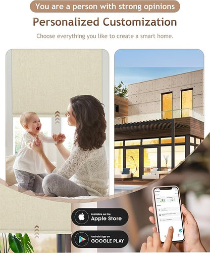 Kincmo Motorized Blinds with Remote, 100% Blackout Motorized Roller Shades Work