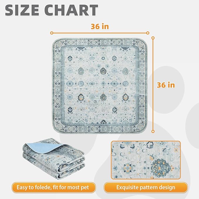 KOOLTAIL Washable Pee Pads for Dogs, 2 Pack Super Absorbent Reusable Puppy Training Pads Waterproof, Nonslip and Leak-Proof Dog Pee Pads, Large Pet Mats Whelping Pads for Floor, Crate, Couch 36"x36"