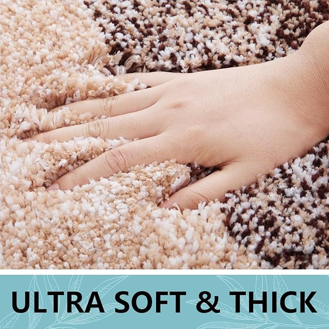 Arotive Microfiber Bathroom Rugs, Shaggy Soft and Absorbent Bath Rug, Non-Slip, Thick Plush Machine Washable Dry Bath Mats for Bathroom, Tub and Shower, 44x24, Brown, Rectangular