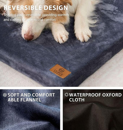 LIORCE Dog Bed Medium Size Dogs - 30-inch Dog Crate Pad with Removable Washable Cover and Waterproof Lining - Memory Foam Kennel Mat - Reversible Pet Bed (Cool & Warm), Dark Grey