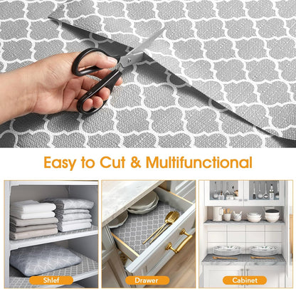 Shelf and Drawer Liner for Kitchen Cabinets Non-Adhesive, Strong Grip Non-Slip Thickened Cabinet Liners for Shelves, Waterproof Mats for Dresser Cupboard, Gray, 23 in x 30 Feet