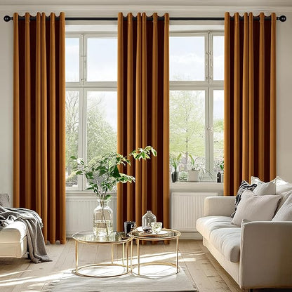 MIULEE Gold Brown Blackout Curtains