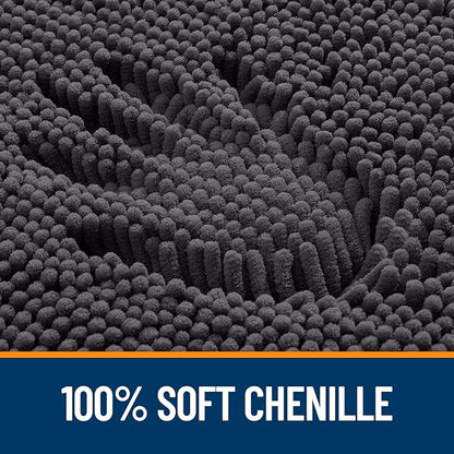 OLANLY Bathroom Rugs 36x24, Extra Soft Absorbent Chenille Bath Rugs, Rubber Backing Quick Dry, Machine Washable Bath Mats for Bathroom Floor, Tub and Shower, Home Decor Accessories, Dark Grey