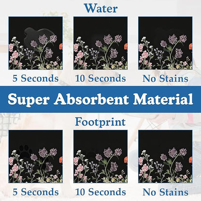 Vintage Wild Herbs Dog Cat Food Mat–Christmas Stocking Absorbent Waterproof Placemat for Food and Water Bowls, Non Slip Rubber Backing, Feeding Mat for Clean Floors 12"x20"