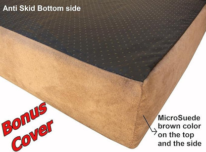 Dogbed4less Orthopedic Dog Bed with Memory Foam for Pet, Waterproof Liner with Durable Nylon Blue or Brown External Cover, 7 Sizes. (Ballistic in Brown, Extra Extra Large 55" Length X 37" Width)