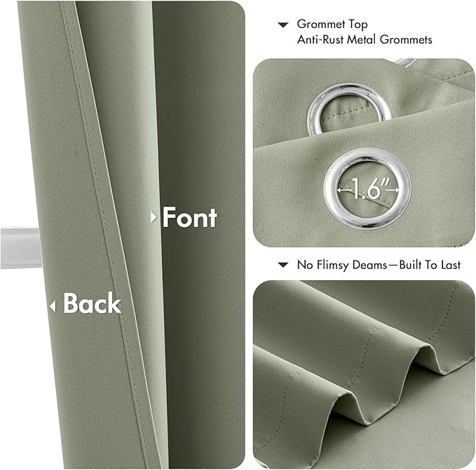 MIULEE Sage Green Blackout Curtains