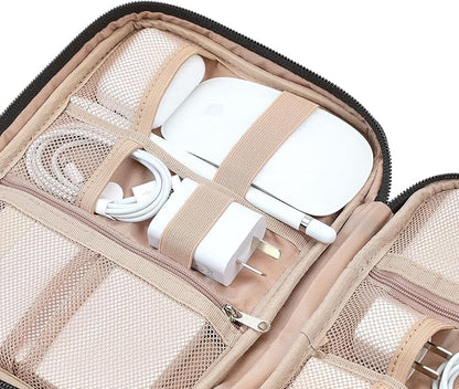 NISHEL Travel Cord Organizer Case, Tech Electronic Bag, Essentials for Charger, Cable, Phone, Hard Drive, USB, SD Card, Black