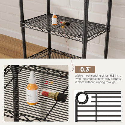SINGAYE 5 Small Wire Shelves Kitchen Pantry Close Home Organizers and Storage Bathroom Shelf Laundry Room Organization Adjustable Book Metal Garage Shelving Unit