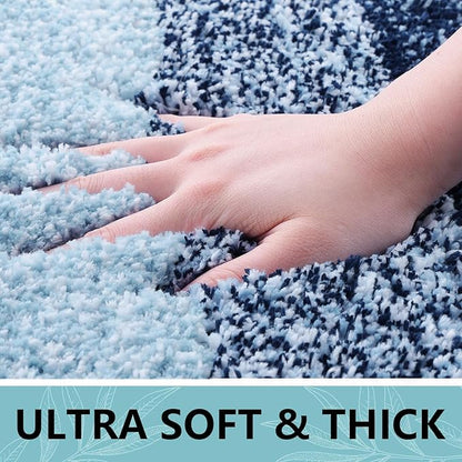 Arotive Microfiber Bathroom Rugs, Shaggy Soft and Absorbent Bath Rug, Non-Slip, Thick Plush Machine Washable Dry Bath Mats for Bathroom, Tub and Shower, 59x20, Dark Blue, Rectangular