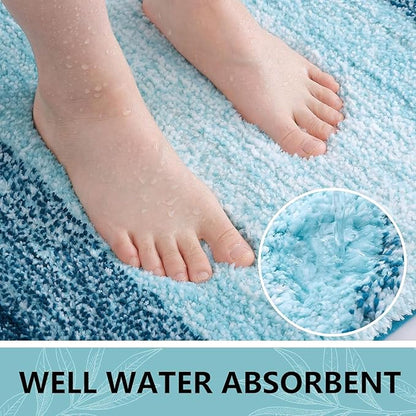 Arotive Microfiber Bathroom Rugs, Shaggy Soft and Absorbent Bath Rug, Non-Slip, Thick Plush Machine Washable Dry Bath Mats for Bathroom, Tub and Shower, 44x32, Peacock Blue, Rectangular