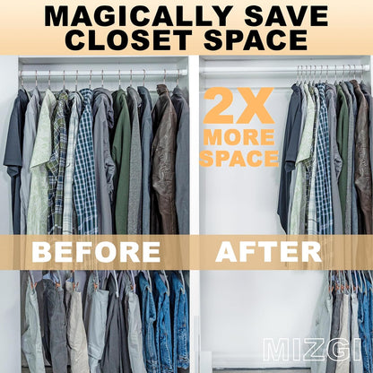 MIZGI Premium Clear Hangers (Pack of 50) Heavyduty-Acrylic No Shoulder Bump Suit Hangers - Space Saving Clothes Hangers,Rounded Hanger for Coat,Sweater,Jackets,Pants