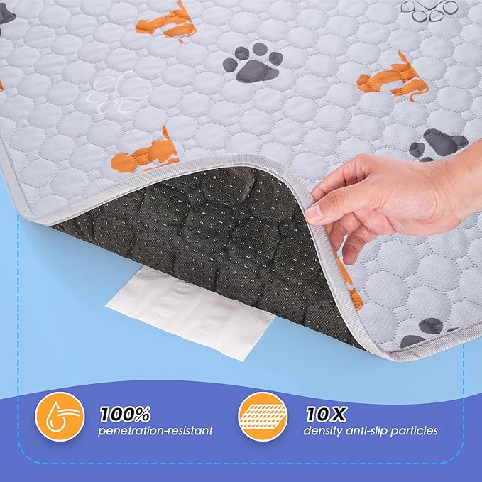 WanpeeGoo Washable Pee Pads for Dogs, 1 Pack Absorbent Reusable Training Dog Pads Pet Puppy Pads, Non-Slip Potty Pads for Whelping, Playpen, Crate, Bed, Orange, 65"x48"
