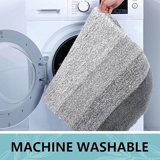 Arotive Microfiber Bathroom Rugs, Shaggy Soft and Absorbent Bath Rug, Non-Slip, Thick Plush Machine Washable Dry Bath Mats for Bathroom, Tub and Shower, 44x32, Grey, Rectangular