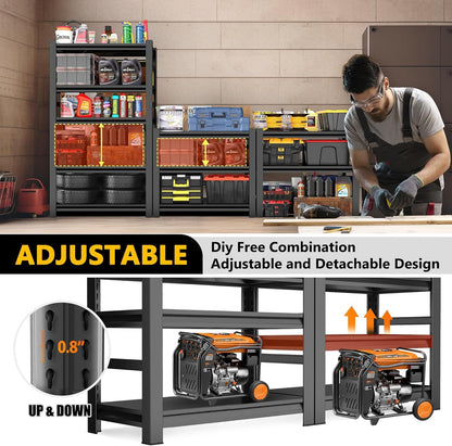63" Heavy Duty Garage Shelving, 5-Tier Adjustable Storage Shelf, 2000lbs Capacity for Kitchen Garage Warehouse Organization