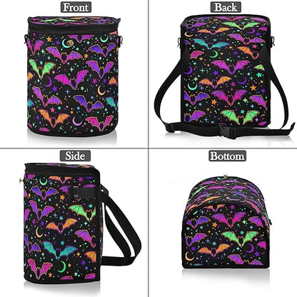 Colorful Bats Car Trash Can Star Moon Black Car Garbage Bag with Lid Hanging Waterproof Leak Proof Vehicle Storage Bin