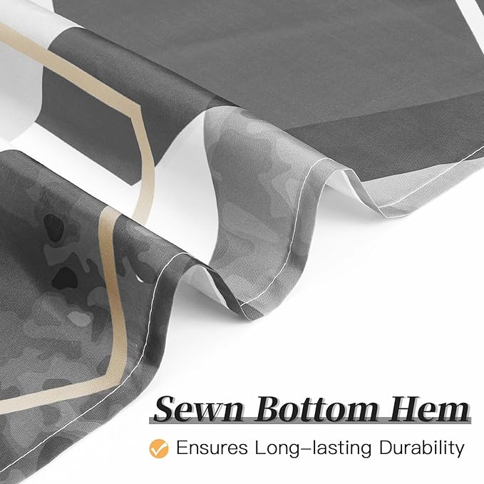 Litabel Modern Extra Long Shower Curtain for Bathroom, Grey Geometric Art Decor Waterproof Bath Curtain, Abstract Fabric Shower Curtain Sets for Home Decor, 72x84 Inch