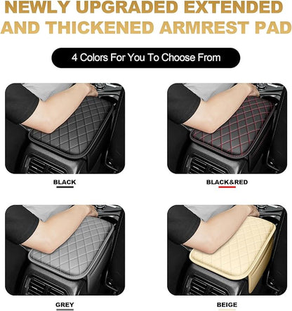 Center Console Cover for CR-V: Armrest Cover for Car with 2 Storage Bags - Scratch & Wear Resistant & Waterproof Leather Console Cover,Anti-Scratch Auto Armrest Pad Accessory （Black&Red