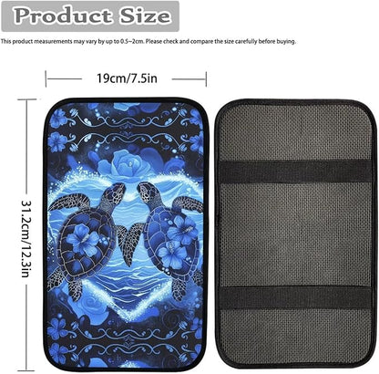 Flower Sea Turtle Car Armrest Pad Soft Automotive Center Console Arm Rest Protector Cover Universal Car Interior Accessories Decor