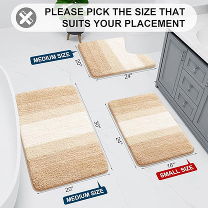 Arotive Microfiber Bathroom Rugs, Shaggy Soft and Absorbent Bath Rug, Non-Slip, Thick Plush Machine Washable Dry Bath Mats for Bathroom, Tub and Shower, 50x30, Beige, Rectangular
