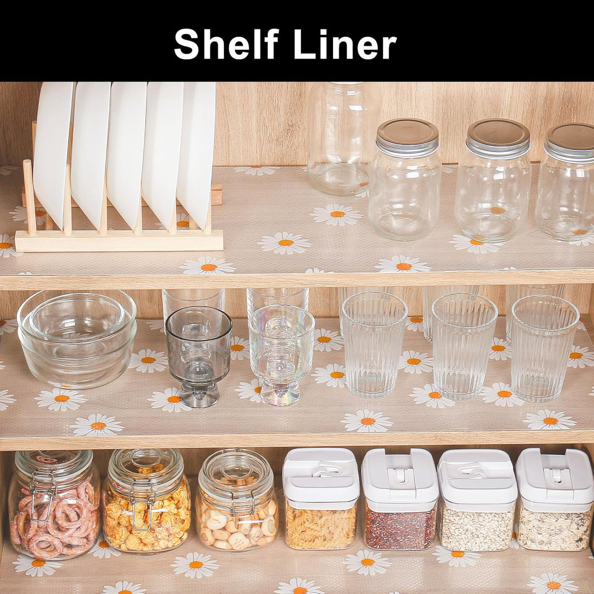 Cooyes Shelf Liner – Premium Non-Adhesive Cabinet & Drawer Liner for Kitchen – Waterproof Shelf Paper with Modern Pattern – Durable EVA Cabinet Mat – Easy to Cut (11.8" W x 118" L)