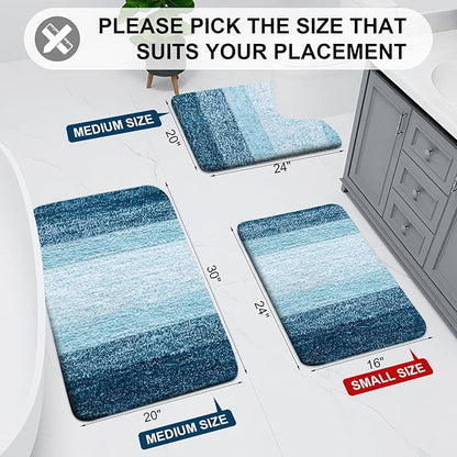 Arotive Microfiber Bathroom Rugs, Shaggy Soft and Absorbent Bath Rug, Non-Slip, Thick Plush Machine Washable Dry Bath Mats for Bathroom, Tub and Shower, 44x32, Peacock Blue, Rectangular