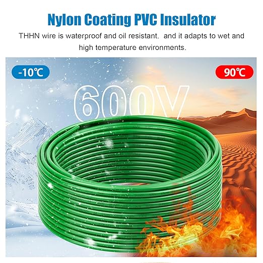 THHN Wire 10 Gauge 100 FT OFC Electrical Wire, 10 AWG Solid Copper Wire Rated