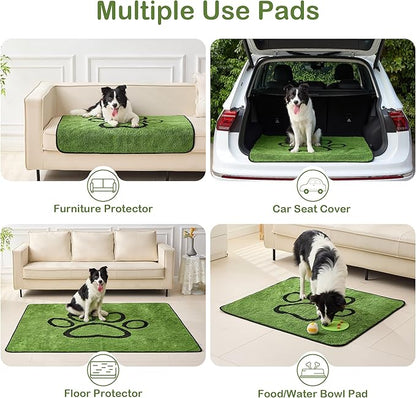 Qeils Reusable Dog Pee Pads, 2 Pack Super Absorbent & Leakproof Washable Puppy Pads with Soft Green Top Layer, for Potty Training, Crates, Couch, Car Seats & Pet Beds, 36"x 41"