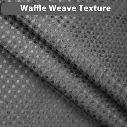 GICDSU No Hook Shower Curtain with Snap in Liner, Waffle Shower Curtain Set for Bathroom, Hotel Style with Semi-Sheer Top Window, Waterproof & Washable, Dark Grey, 71" W x 86" L