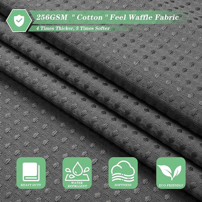 meioro Grey Shower Curtain, Waffle Weave 256GSM Heavy Duty Textured Fabric Shower Curtains for Bathroom Hotel Spa, Luxury Weighted Polyester Cloth Bath Curtain Set with 12 Hooks, 72Wx72H