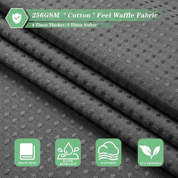 meioro Grey Shower Curtain, Waffle Weave 256GSM Heavy Duty Textured Fabric Shower Curtains for Bathroom Hotel Spa, Luxury Weighted Polyester Cloth Bath Curtain Set with 12 Hooks, 72Wx78H