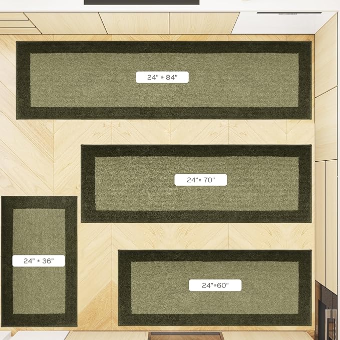 DOMUSTEX Machine Washable Runner Rug 24" x 84", Non Slip Kitchen Mat for Floor, Absorbent Entryway Rug for Kitchen, Bedroom, Hallway, Bathroom, Door (Roll Packing)
