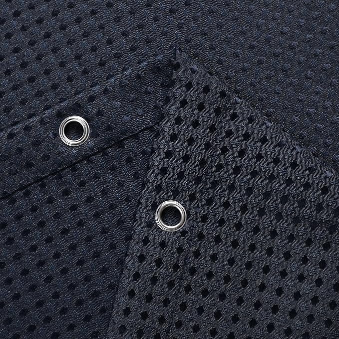 meioro Navy Blue Shower Curtain, Waffle Weave 256GSM Heavy Duty Textured Fabric Shower Curtains for Bathroom Hotel Spa, Luxury Weighted Polyester Cloth Bath Curtain Set with 12 Hooks, 72Wx84H