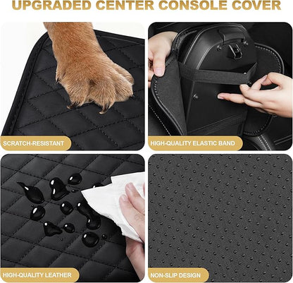 Center Console Cover for RDX: Armrest Cover for Car with 2 Storage Bags - Scratch & Wear Resistant & Waterproof Leather Console Cover,Anti-Scratch Auto Armrest Pad Accessory （Black